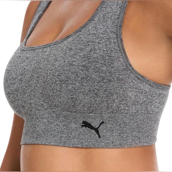 NEW, PUMA, Seamless Sports Bra with Adjustable Cross Straps, XL, Gray 🏃♀️➡️ - Picture 2 of 8